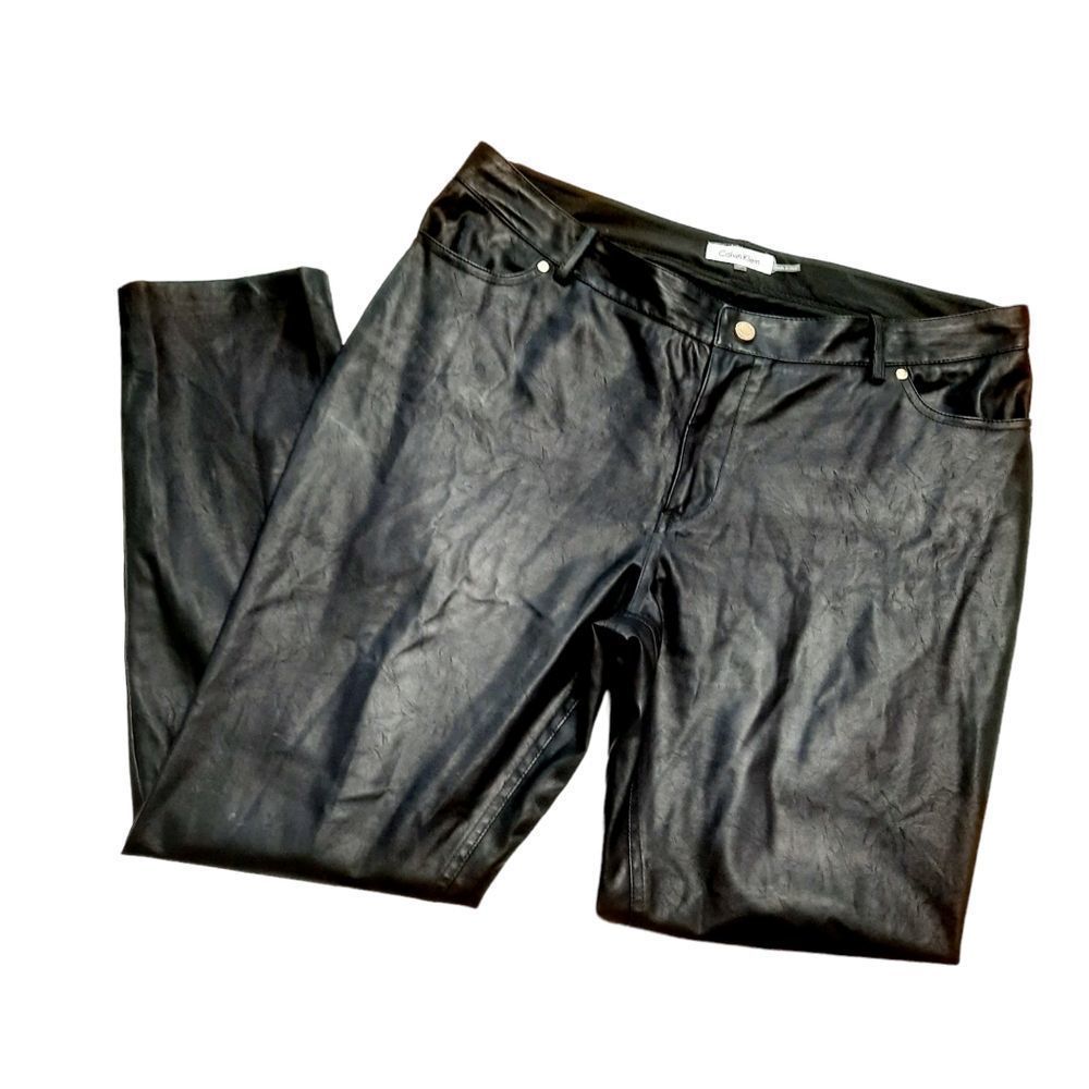 Calvin Klein Faux Leather Pants size 14 Skinny 5 Pocket Style